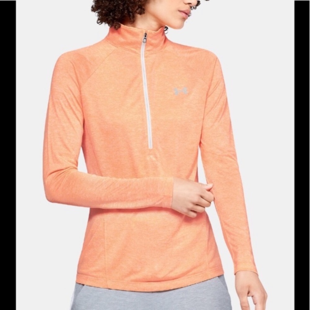 Under Armour Women's Half-Zip Long Sleeve Tee - Coral